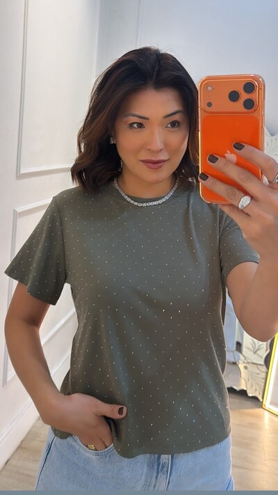 Foto Camiseta De Malha Shine Com Strass Hotfix