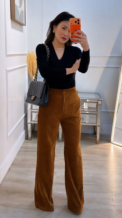 Foto Calça Pantalona Veludo Melissa Botão Forrado