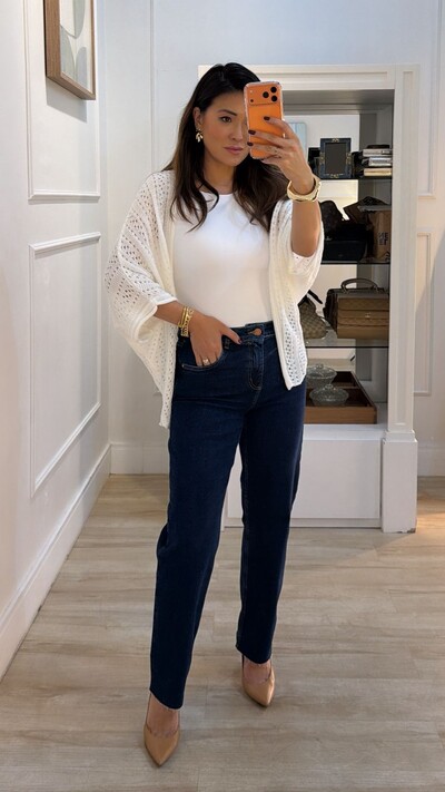 Foto PRÉ-VENDA DATA ESTIMADA DE ENVIO 21/03 Kimono Tricot Vazado Fabi Mangas 3/4