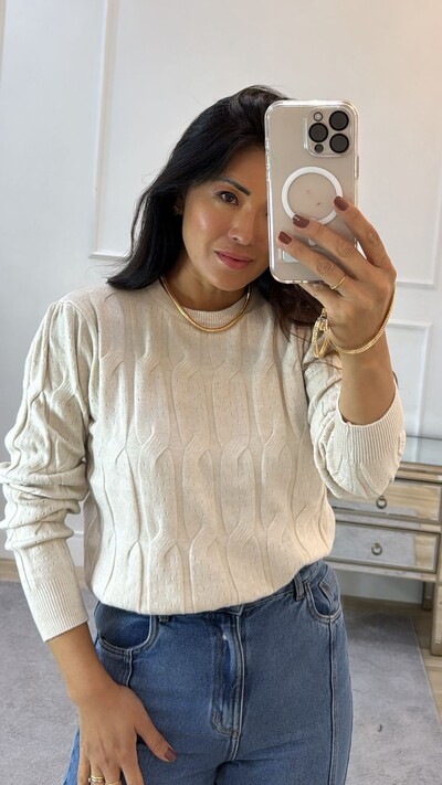 FotoBlusa Tricot Jacky Trançados E Mangas Longas Princesa