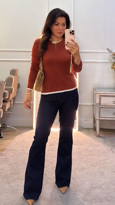 Foto Blusa Mangas Longas Miriam Detalhe Vivo Bicolor