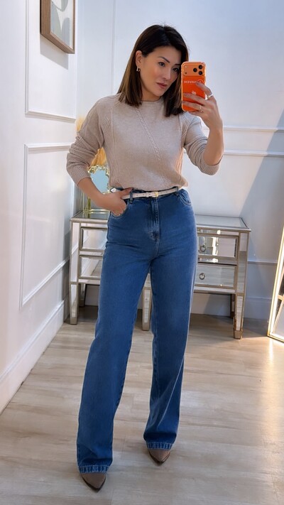 Foto Blusa Tricot Texturas Em Losango Mirella Trançado Diagonal