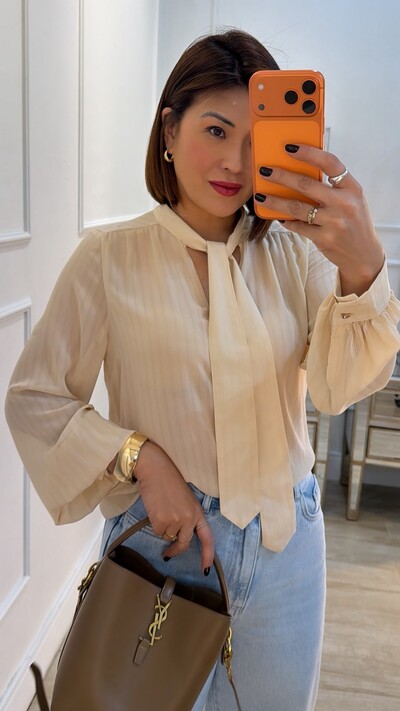 Foto Blusa Chiffon Priscila Decote V Com Detalhe De Laço