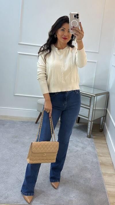 Foto Blusa Tricot Tayna Trançados Frontais Com Losangos