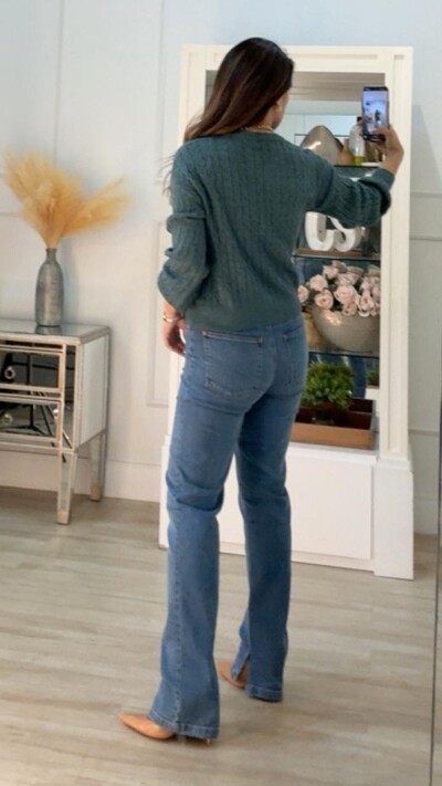 FotoBlusa Tricot Trançados Pela Peça Briana Mangas Bufantes