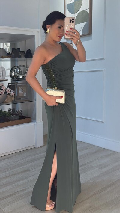 FotoVestido Longo Drapeado Cris Ombro Único