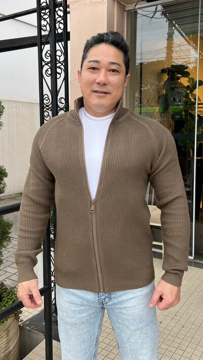 Foto Suéter Tricot Pedro Gola Alta Zíper Frontal