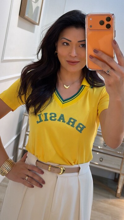 FotoCamisa Polo Brasil Marta Mangas Curtas