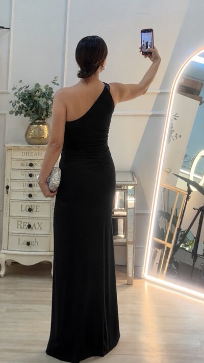 Foto Vestido Longo Detalhe Em Paetê Catarina Fenda Frontal