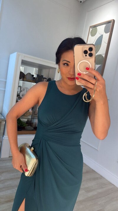 FotoVestido Longo Melory Detalhe Frontal Drapeado Transpassado