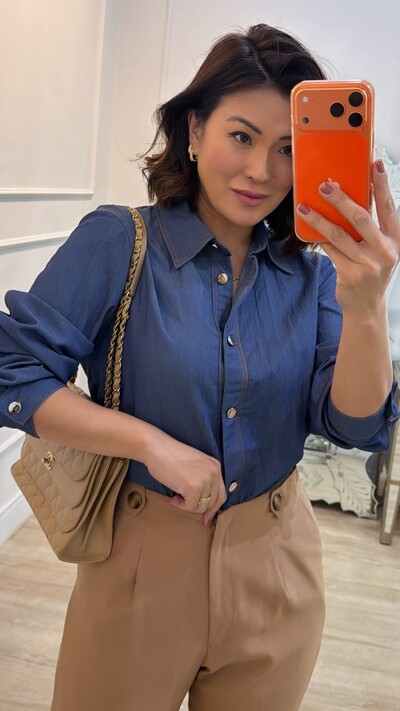 Foto Camisa Jeans Denin Fabiola Botões Prata