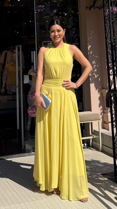 Foto Vestido Longo Chiffon Scarlet Cintura Drapeada