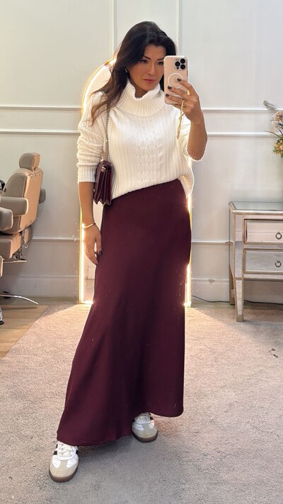 Foto Blusa Tricot Priscilla Gola Rolê E Mangas Com Tramas Triplas