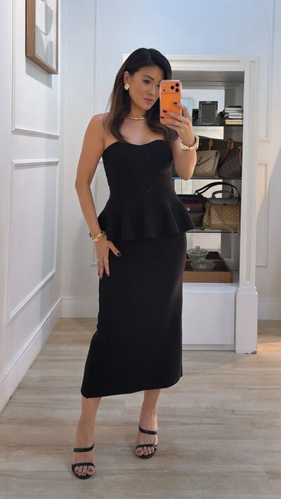 Foto Conjunto Tricot Alexia Toma Que Caia Peplum E Saia Midi