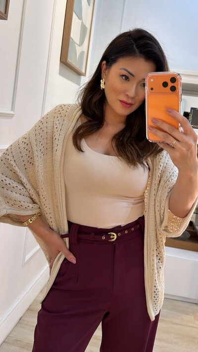 FotoKimono Tricot Vazado Fabi Mangas 3/4