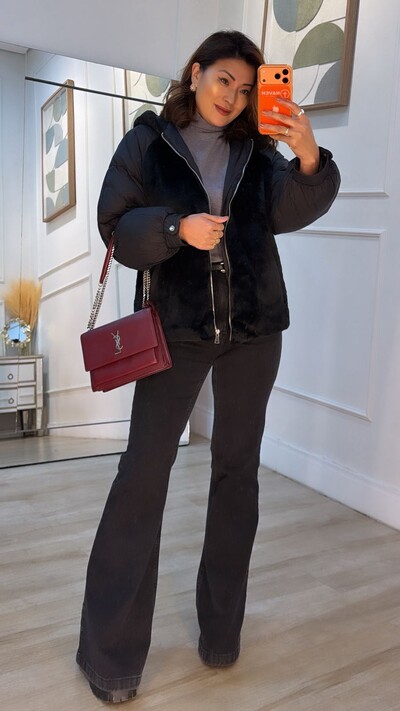 Foto Jaqueta Casaco Puffer Nylon Com Teddy Estella Mangas Bufa