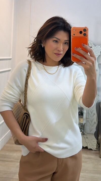 Foto Blusa Tricot Ingrid Detalhe Relevo Geométrico Texturizado