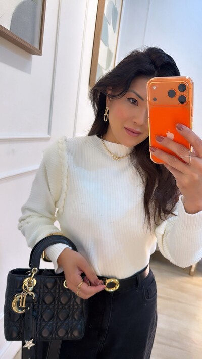 Foto Blusa Cacharrel Tricot Canelada Lulu Com Tranças Nos Ombros
