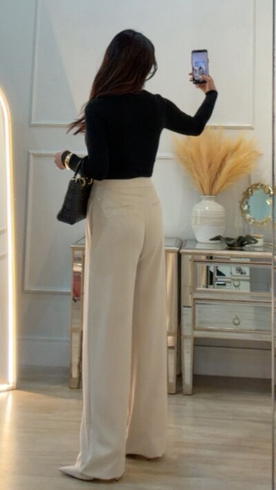 FotoCalça Pantalona Twill Josy Pregas Frontais