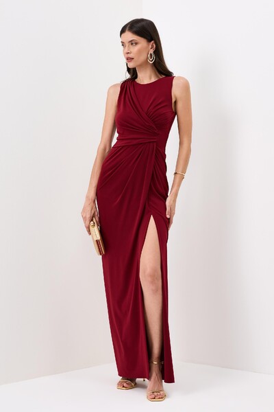Foto Vestido Longo Melory Detalhe Frontal Drapeado Transpassado