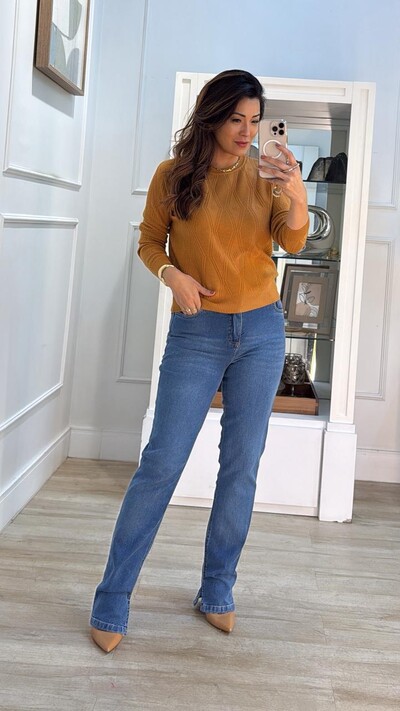 Foto Blusa Tricot Monica Losangos E Nervuras Com Entremeios Na Vertical