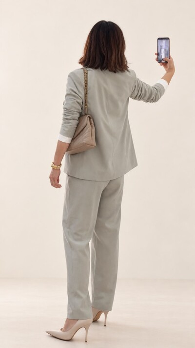 Foto Blazer Decote V Gola Xale Gisele Bolsos Fake