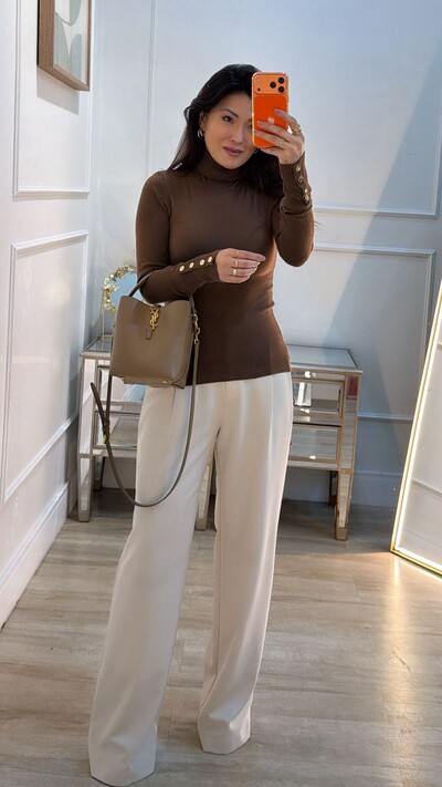 Foto Blusa Tricot Cacharrel Amy Botões Dourados Nos Punhos