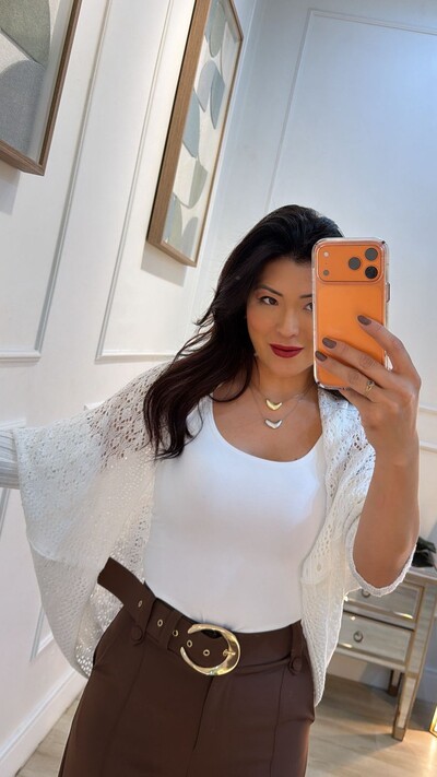 FotoKimono Capa Tricot Lulu Punhos Largos Canelados