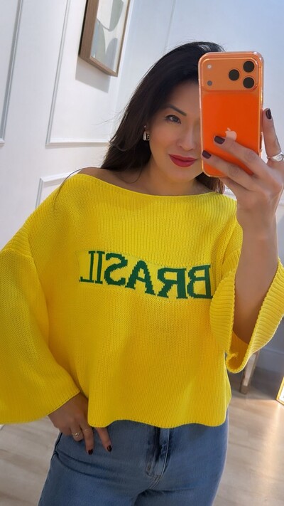 FotoBlusa Ampla De Tricot Brasil Erika Mangas 7/8