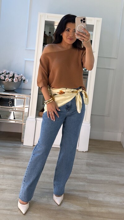 Foto Blusa Tricot Amplo Canelados Horizontais Heloize Mangas 3/4 Com Punhos