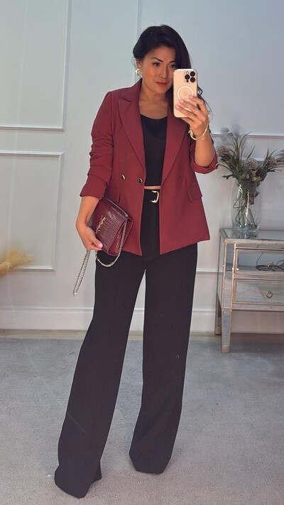 Foto Blazer Alfaiataria Botões Duplos Forrados Com Detalhe Dourado