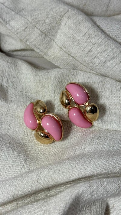 Foto Brinco Gota Bicolor Com Dourado