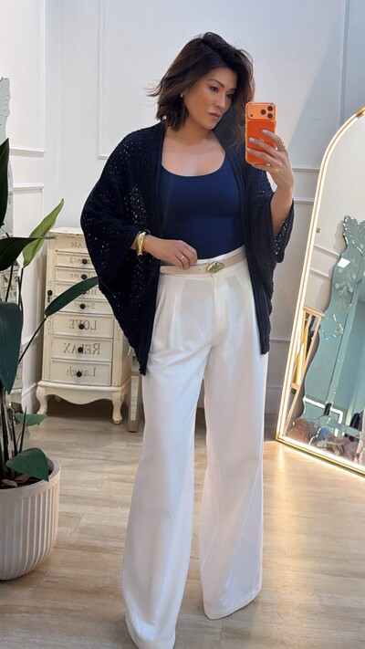 Foto Kimono Tricot Vazado Fabi Mangas 3/4