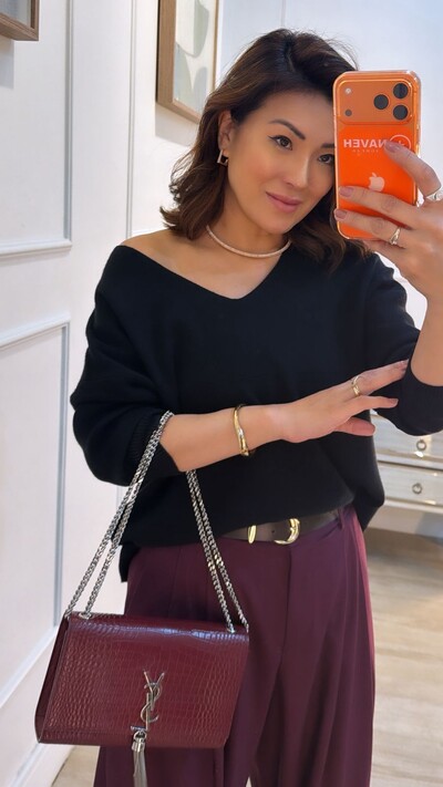 Foto Blusa Tricot Ampla Decote V Paola Mangas Longas