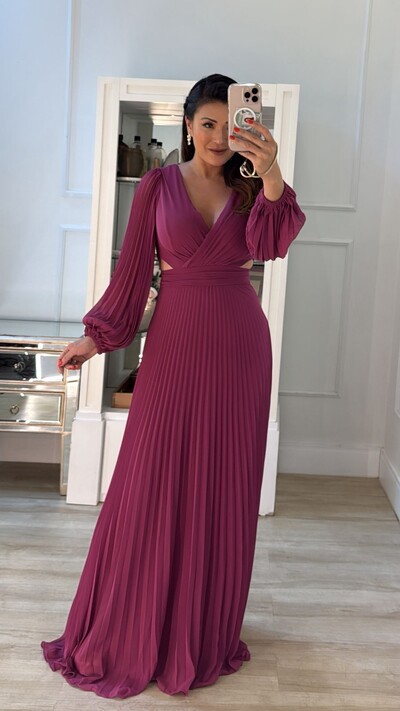 Foto Vestido Longo Plissado Monica Detalhes Vazados Na Cintura