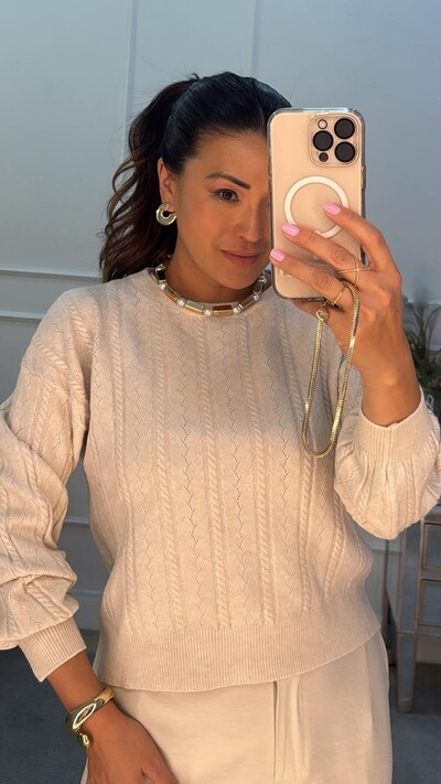 FotoBlusa Tricot Lulu Trançados Com Entremeios