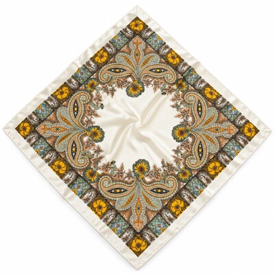 Foto Lenço Acetinado Estampa Floral E Paisley