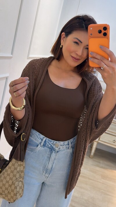 Foto Kimono Tricot Vazado Fabi Mangas 3/4