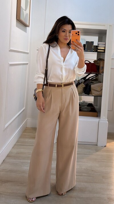 Foto Maxi Camisa Detalhe De Pregas Nos Punhos E Posterior