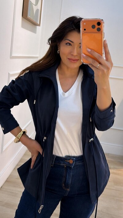 FotoParka Casaco Aveludado Marie Capuz Removível