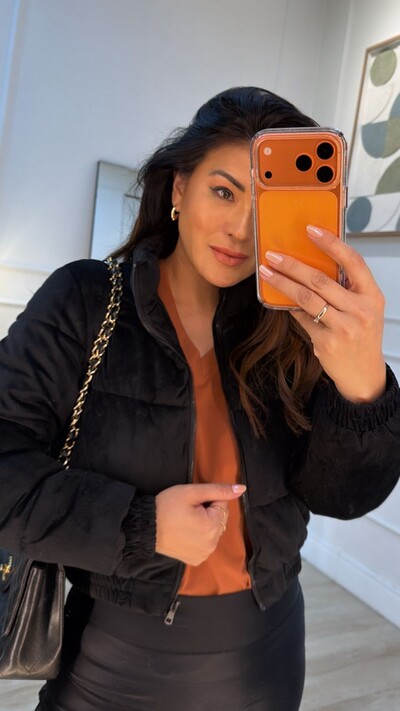 FotoJaqueta Bomber Veludo Cotelê Rebeca Pespontos Na Horizontal