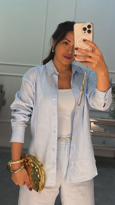 FotoCamisa Alongada Linho Karen Mangas Longas