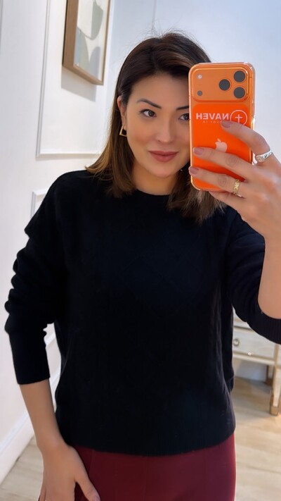 Foto Blusa Tricot Mangas Longas Lívia Losangos Texturizados Frontais