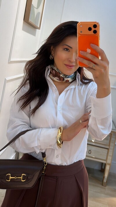 Foto Maxi Camisa Talita Com Pregas Nos Punhos