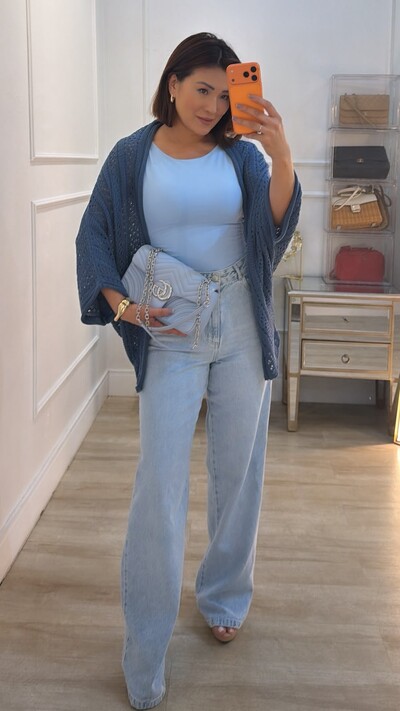 Foto Kimono Tricot Vazado Fabi Mangas 3/4