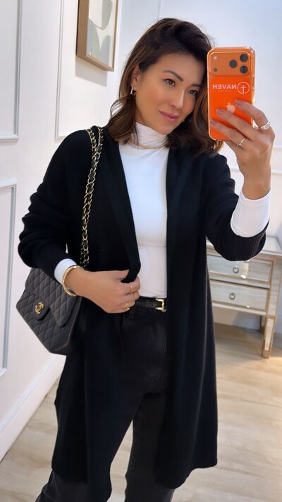 Foto Maxi Cardigan Tricot Anabel Com Capuz