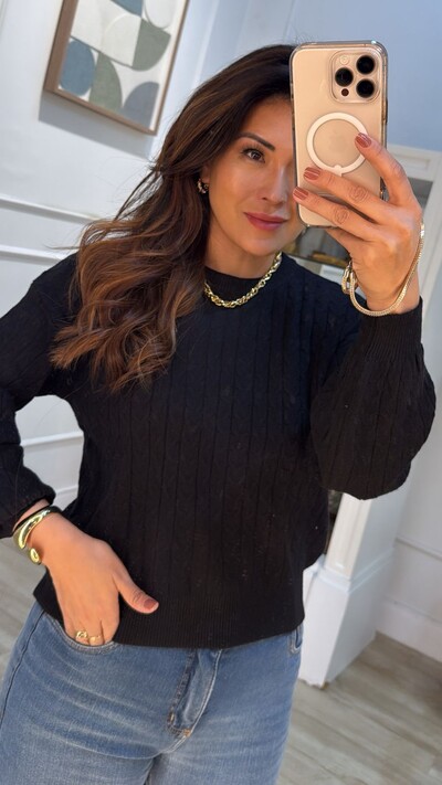 FotoBlusa Tricot Trançados Pela Peça Briana Mangas Bufantes