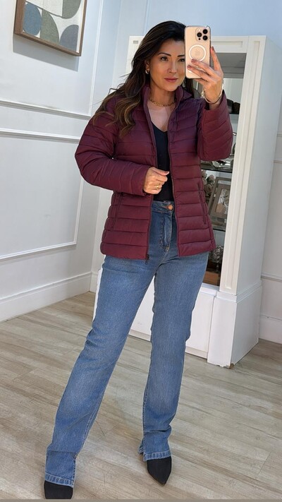 Foto Jaqueta Nylon Pespontos Na Horizontal Michelly Ziper Onix