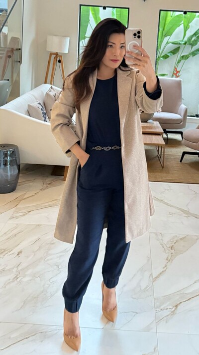Foto Casaco Trench Coat Lã Batida Luara Com Cinto Faixa