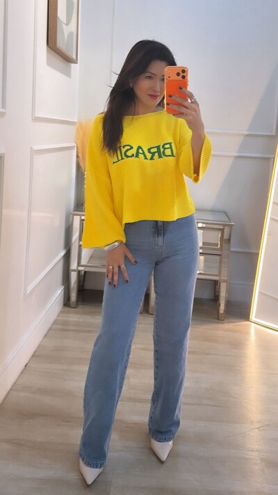 Foto Blusa Ampla De Tricot Brasil Erika Mangas 7/8